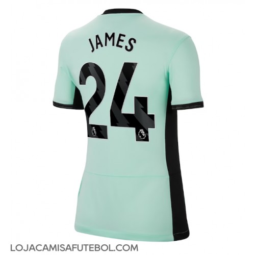 Camisa de Futebol Chelsea Reece James #24 Equipamento Alternativo Mulheres 2023-24 Manga Curta